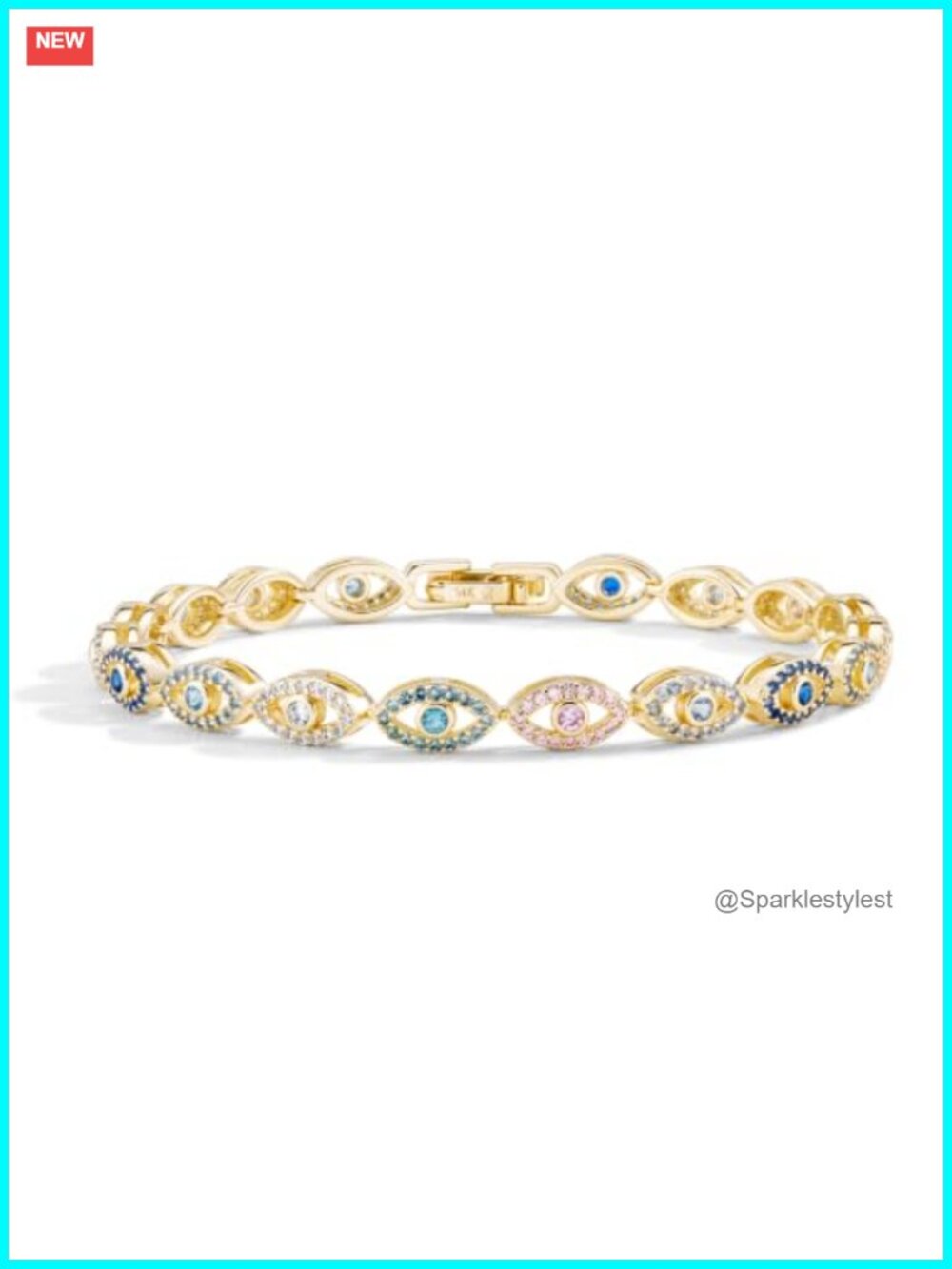 14k Gold Filled Evil Eye Bracelet, Adjustable 6.5 Inch, Tarnish-Resistant